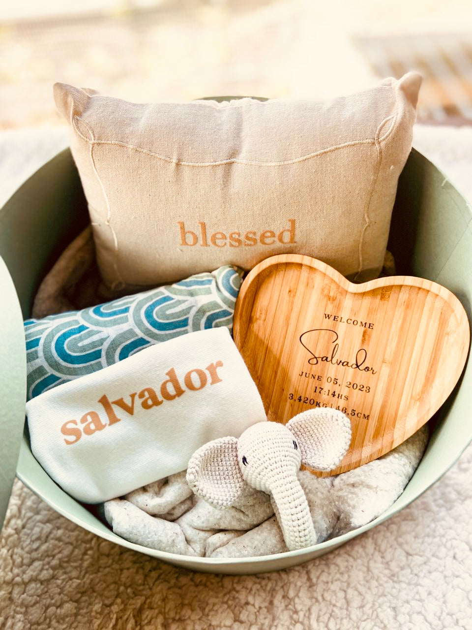 Prato coração de bambu 17cm personalizado Baby