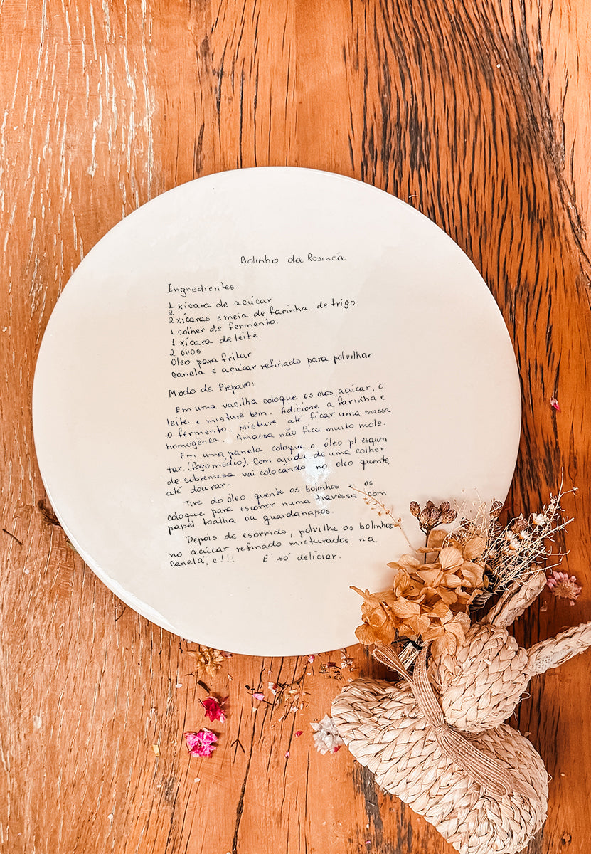 Prato de Cerâmica com Receita Personalizada