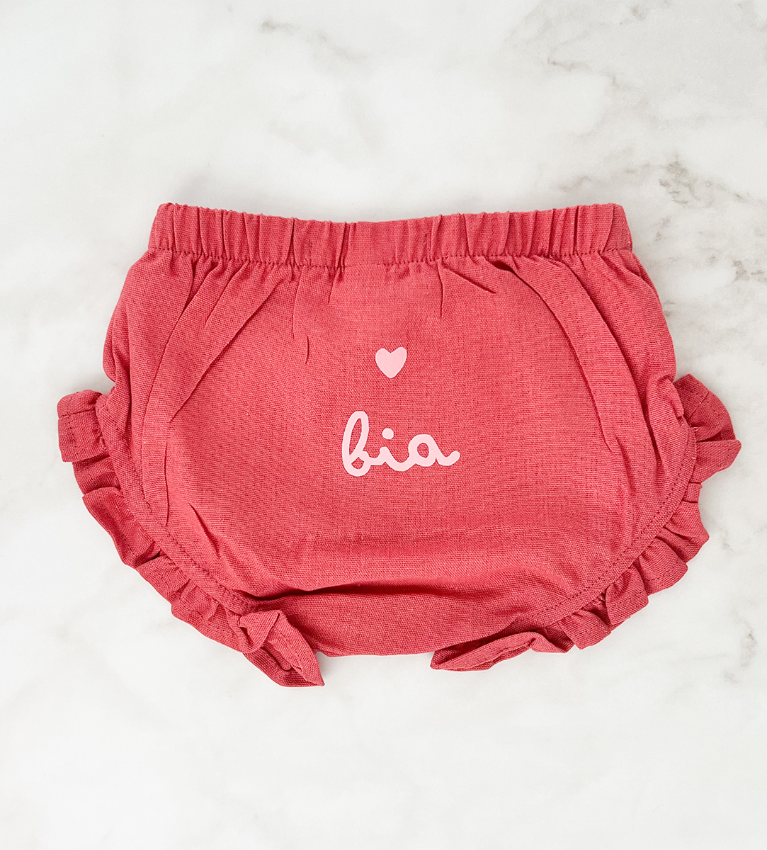 Tapa Fraldas Linho com babadinho Goiaba