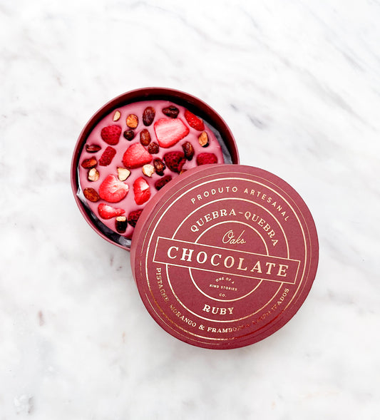 Caixa Redonda com Barra de Chocolate Rubi